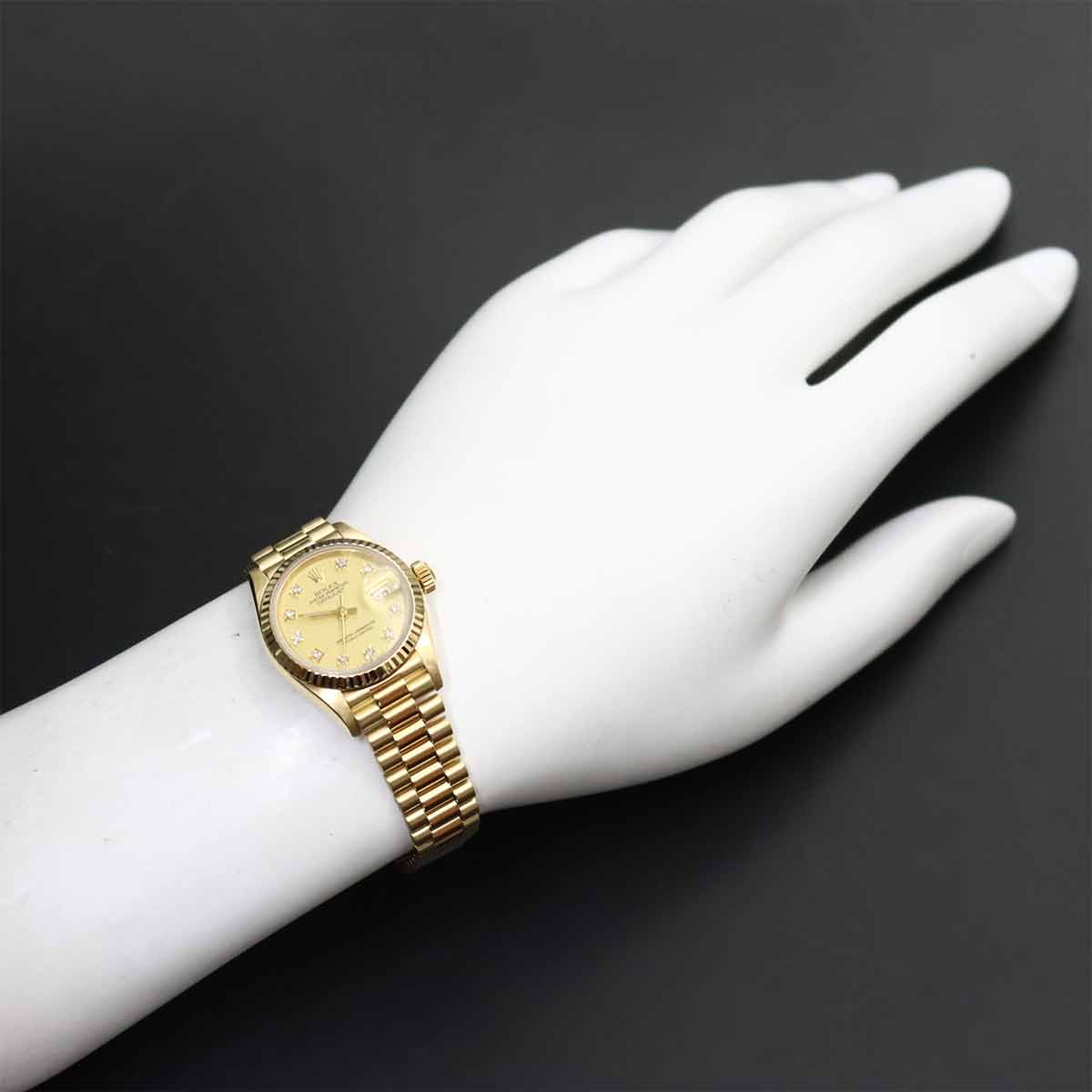 Datejust 69178G Serial 9 750 YG 10P Diamond Gold Dial Ladies