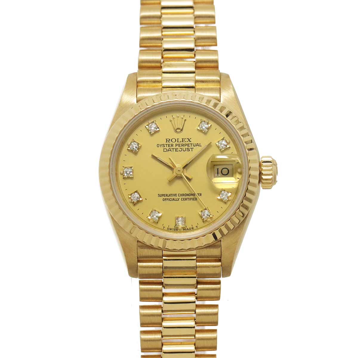 Datejust 69178G Serial 9 750 YG 10P Diamond Gold Dial Ladies