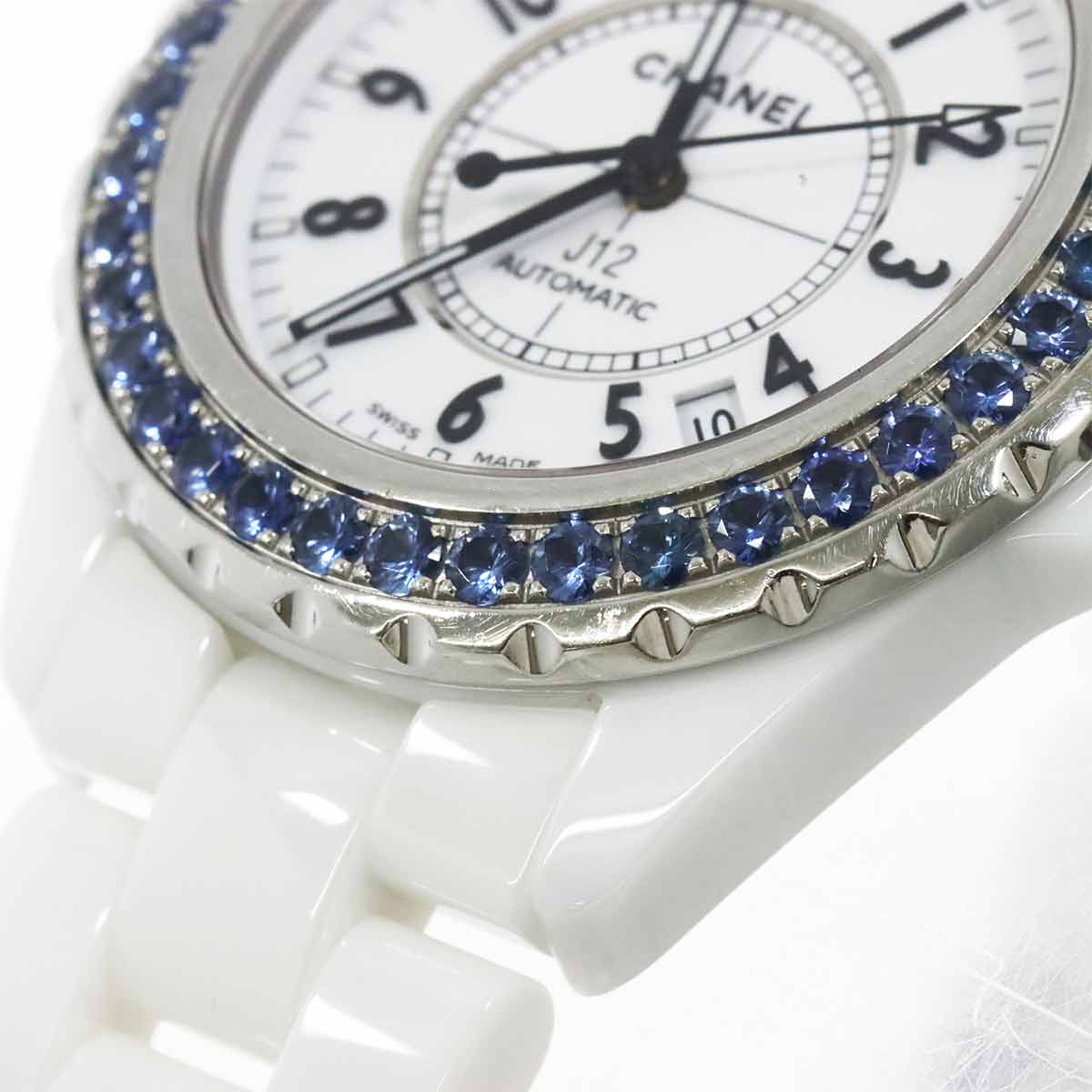 J12 H1180 Blue Sapphire Bezel Automatic White Dial Mens Watch