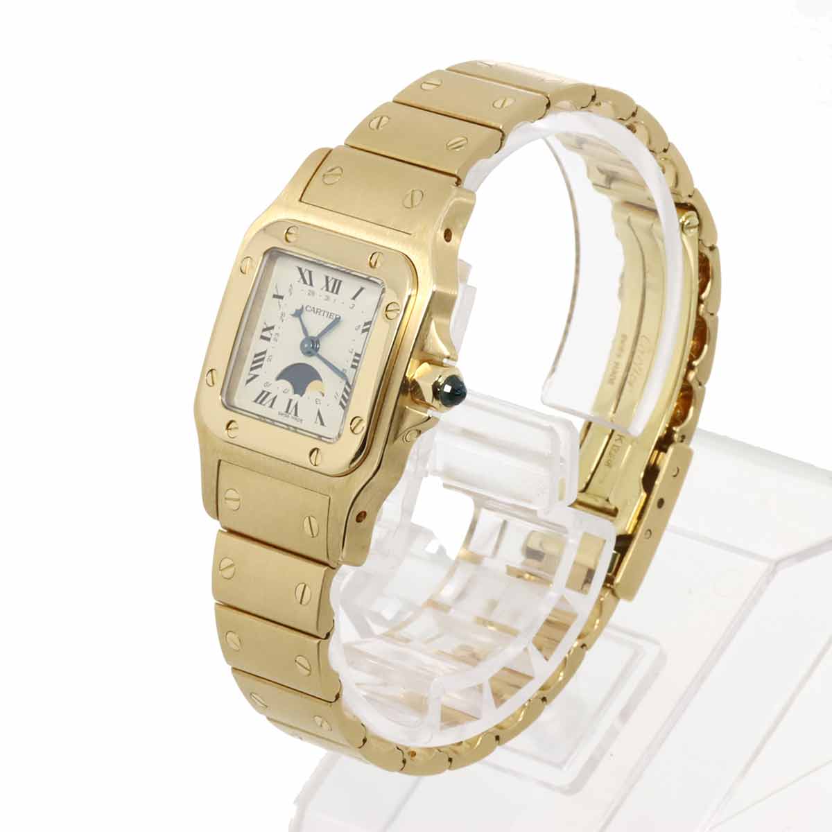 Santos Galbee Moon phase W20006C5 750 YG Silver Dial Ladies