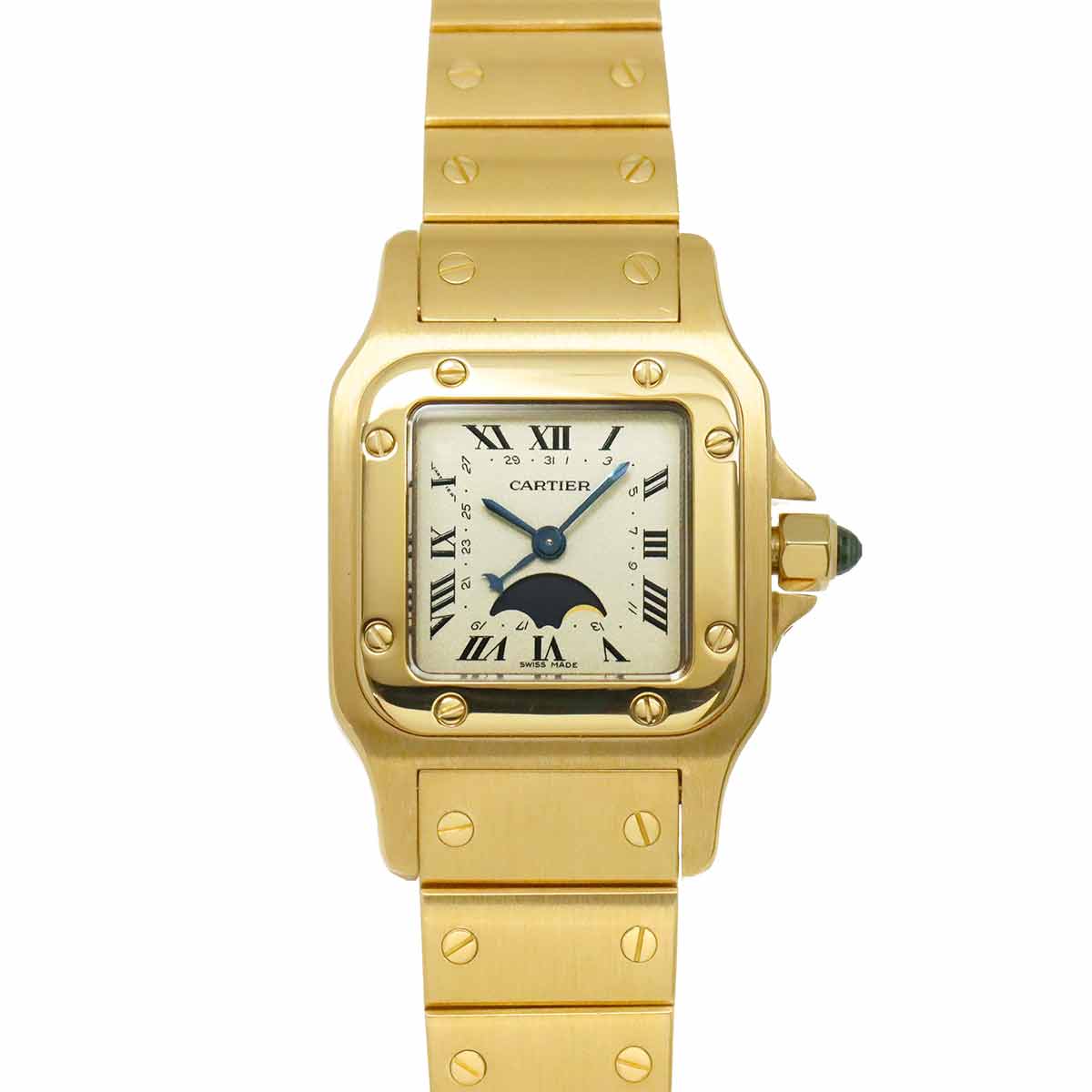 Santos Galbee Moon phase W20006C5 750 YG Silver Dial Ladies