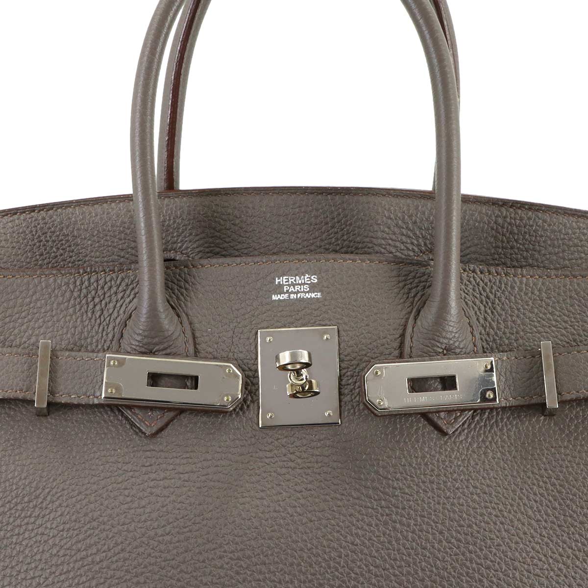 Birkin 30 Veau Togo Etain Hand Bag Grey Purse
