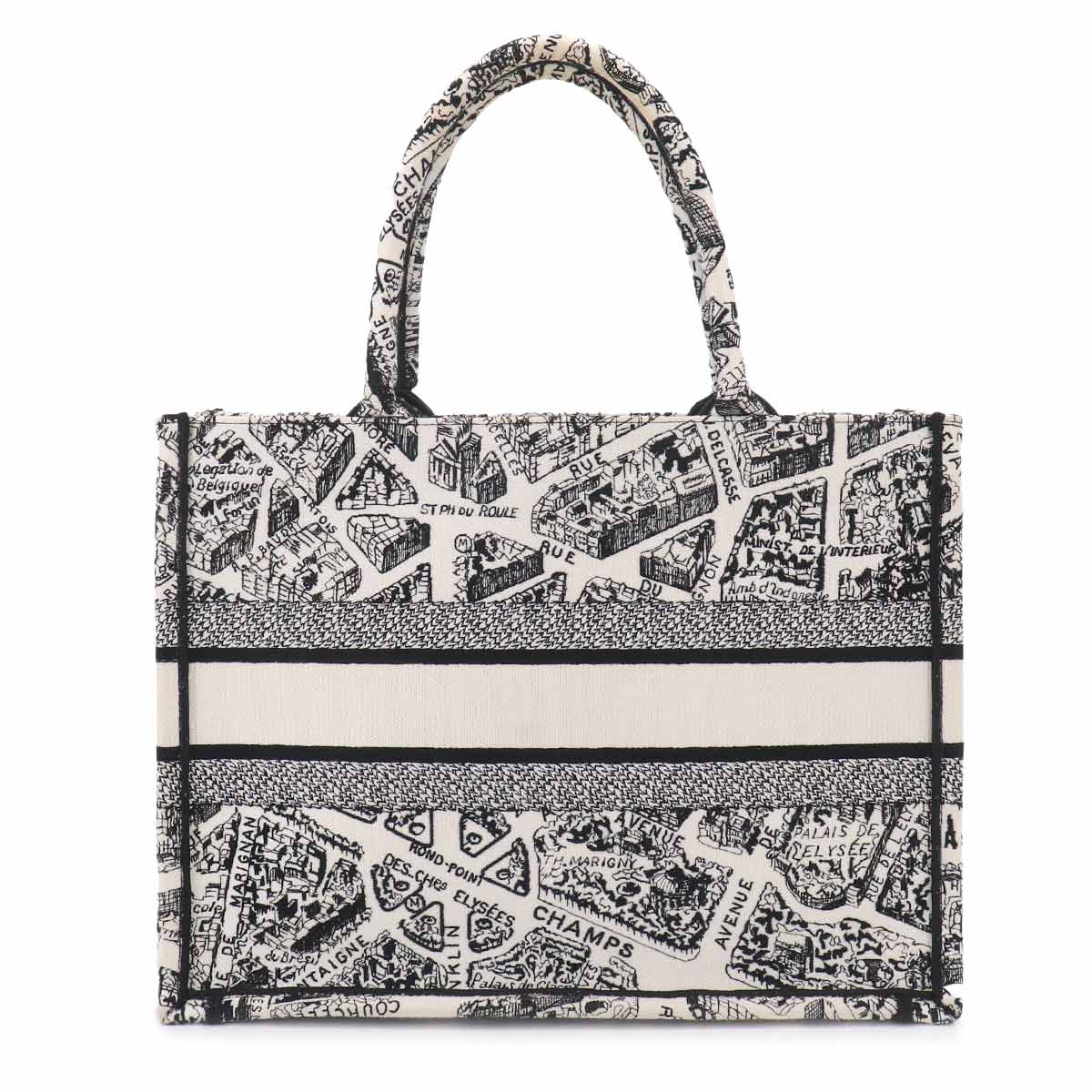 Plan de Paris Book Tote Bag Medium Canvas White Black
