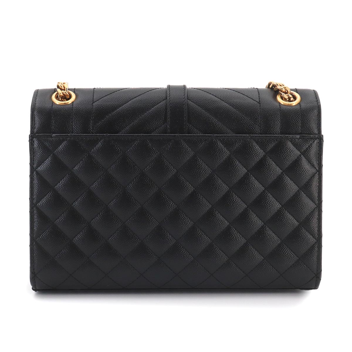 Envelope Medium Chain Shoulder Bag Leather Black 600185