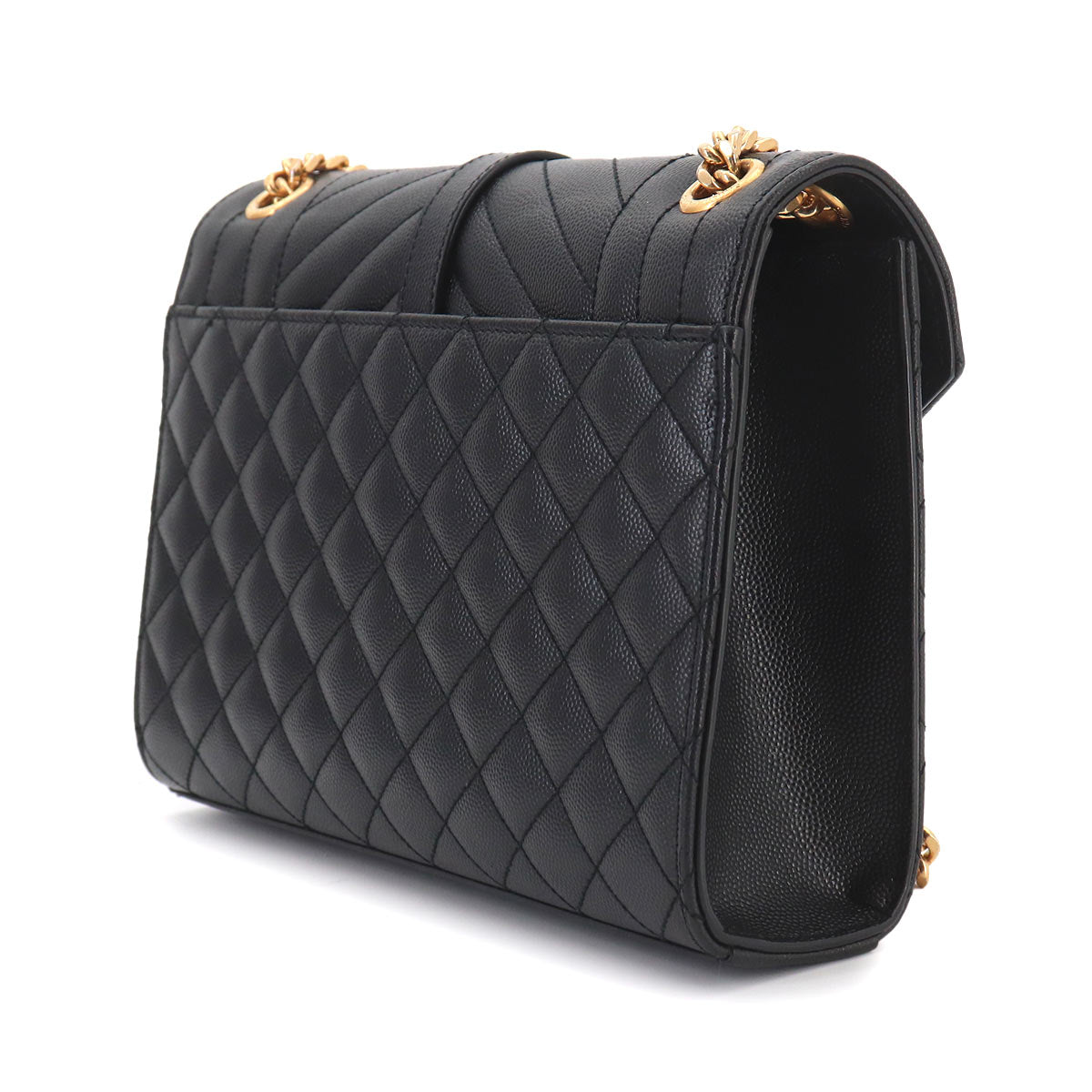 Envelope Medium Chain Shoulder Bag Leather Black 600185