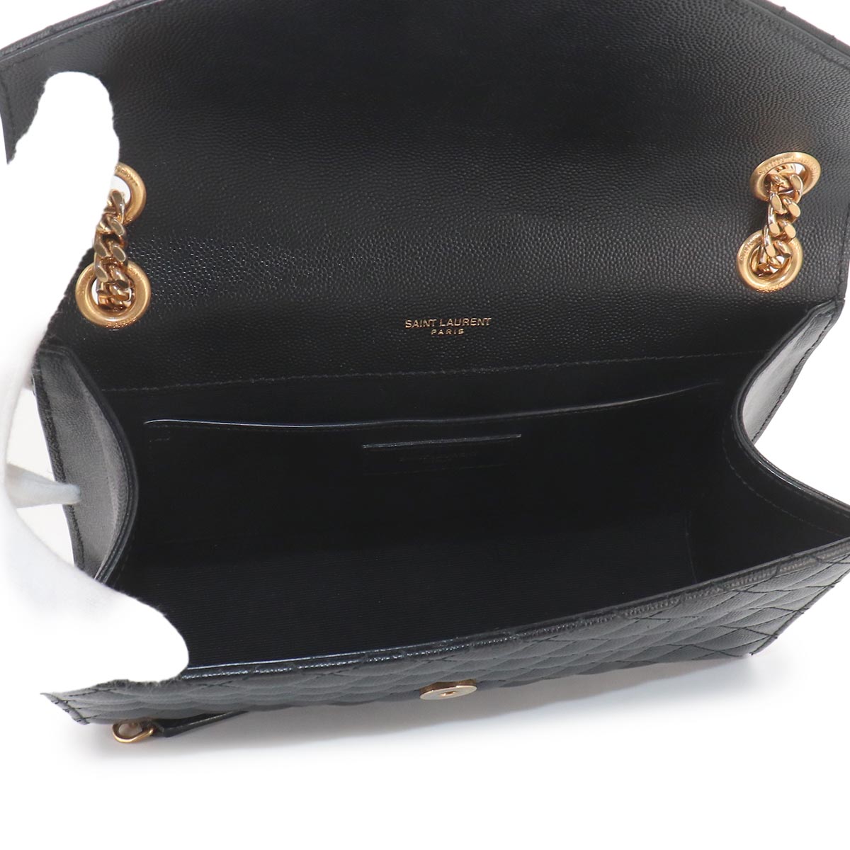 Envelope Medium Chain Shoulder Bag Leather Black 600185