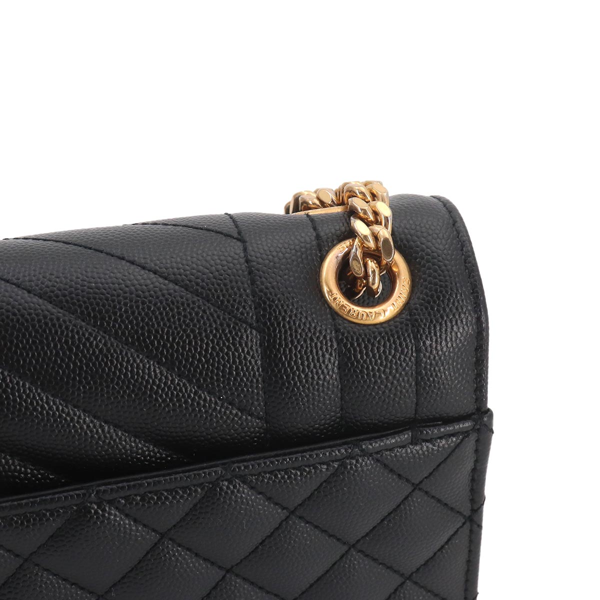 Envelope Medium Chain Shoulder Bag Leather Black 600185