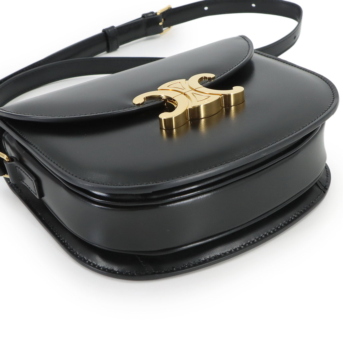 CELINE Triomphe Teen Besace Shoulder Bag Leather Black 110413BF4