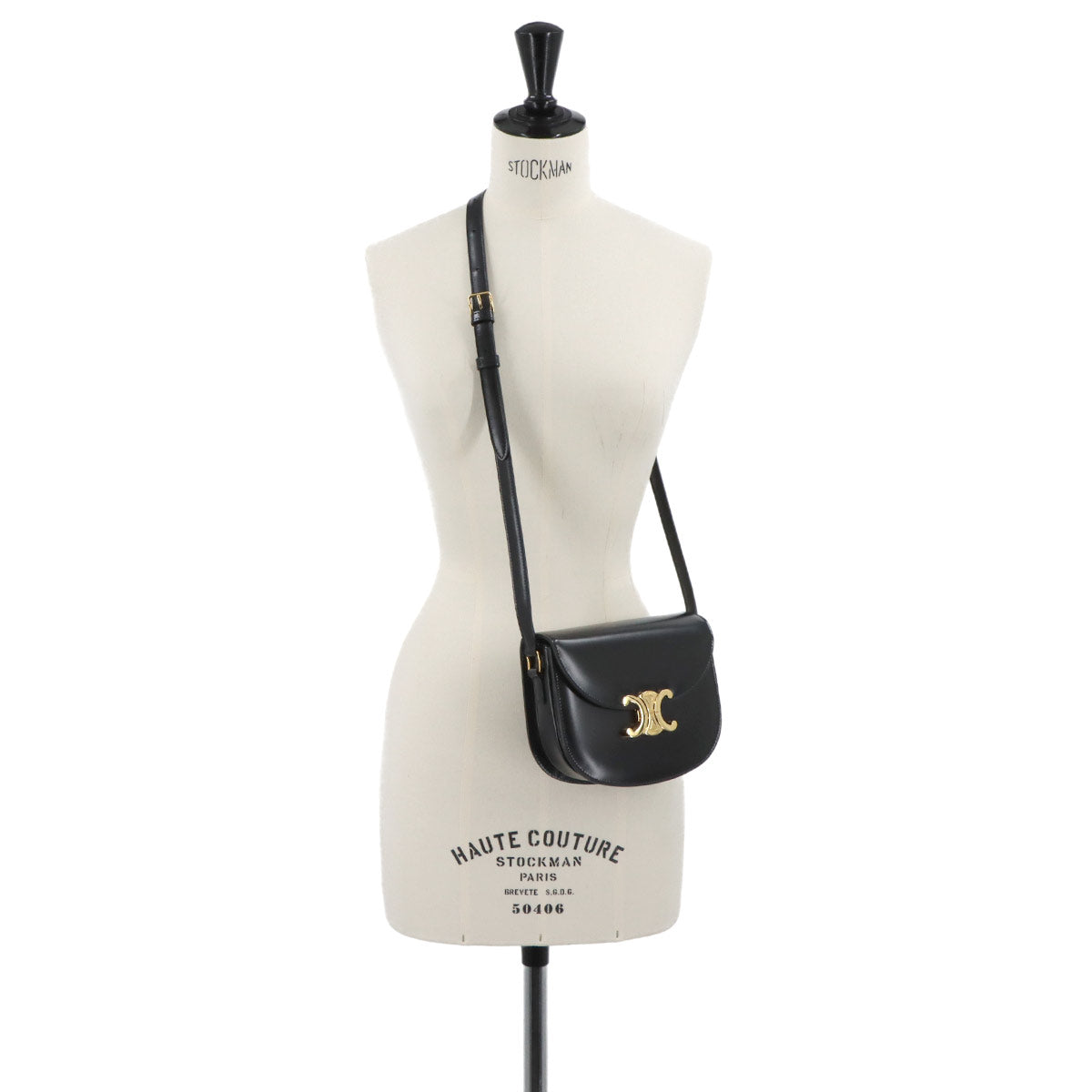 CELINE Triomphe Teen Besace Shoulder Bag Leather Black 110413BF4