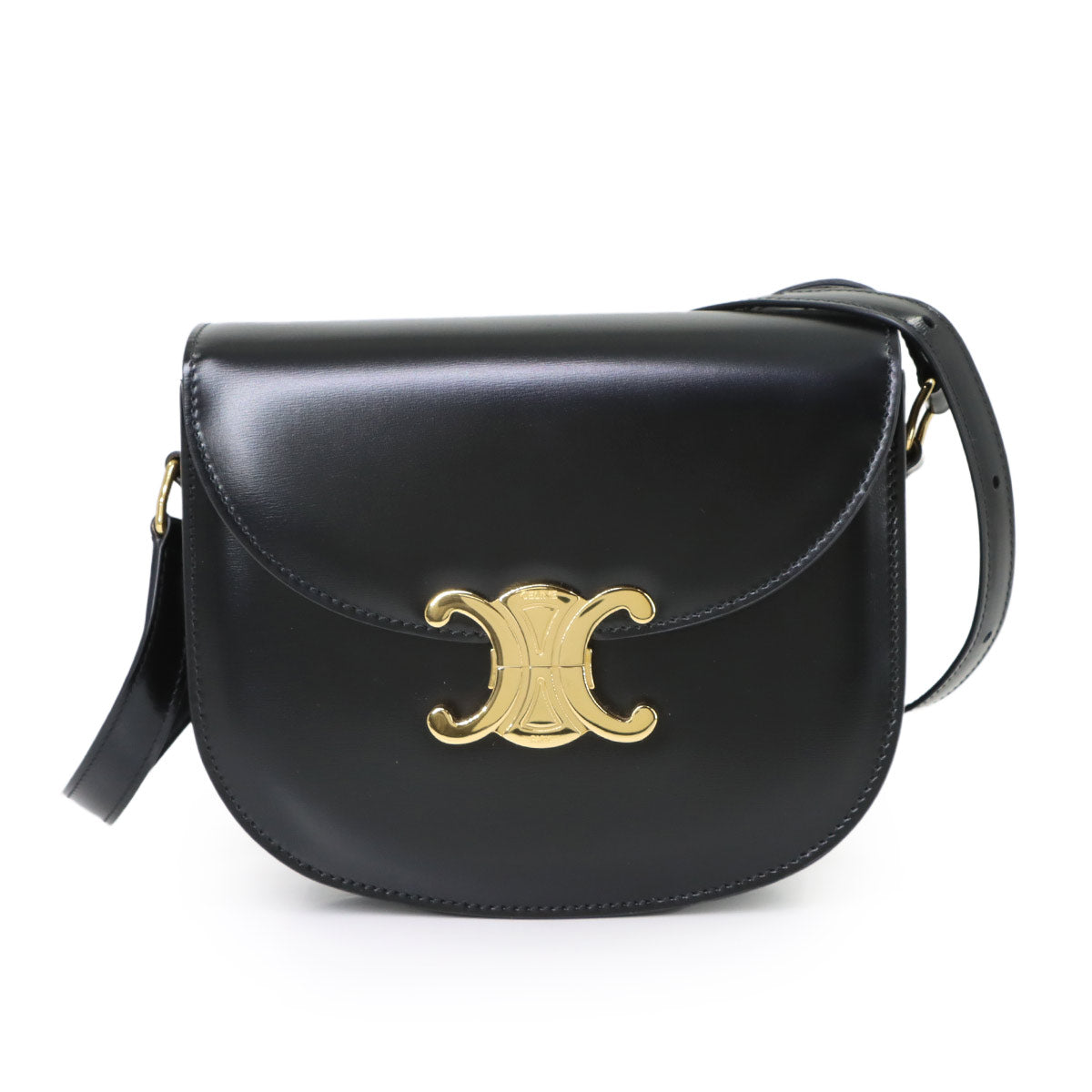 CELINE Triomphe Teen Besace Shoulder Bag Leather Black 110413BF4
