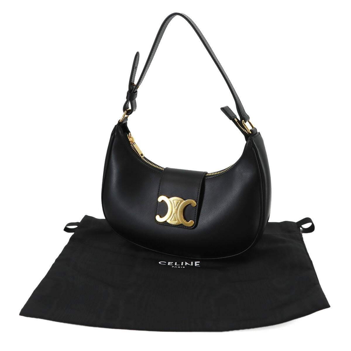 Triomphe Medium Ava Shoulder Bag Leather Black 114493DGQ