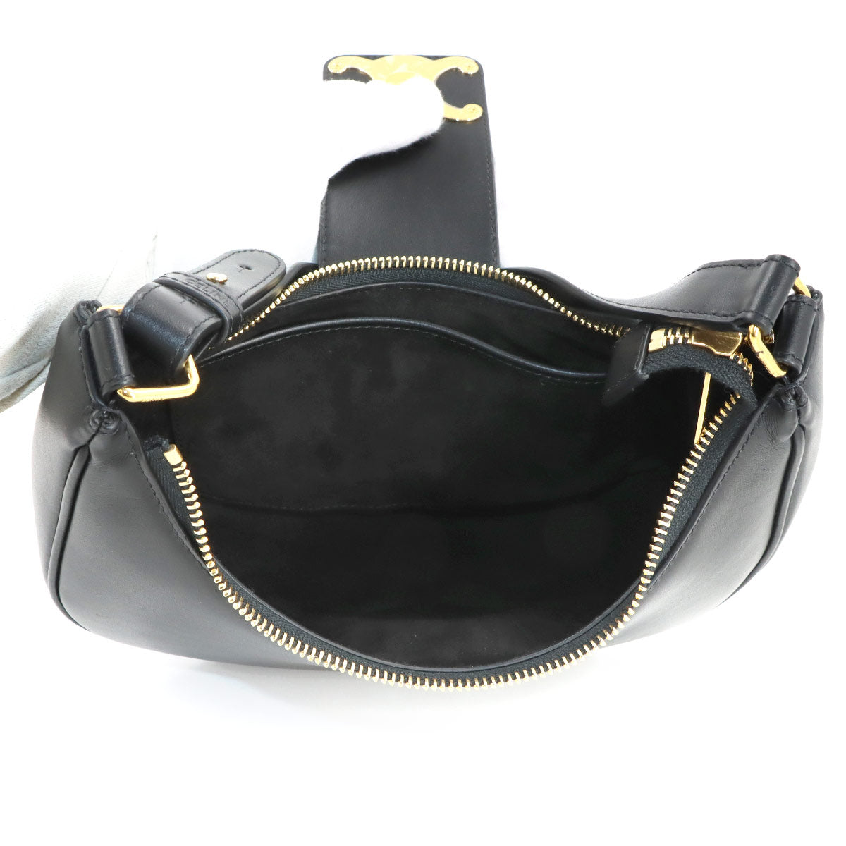 Triomphe Medium Ava Shoulder Bag Leather Black 114493DGQ