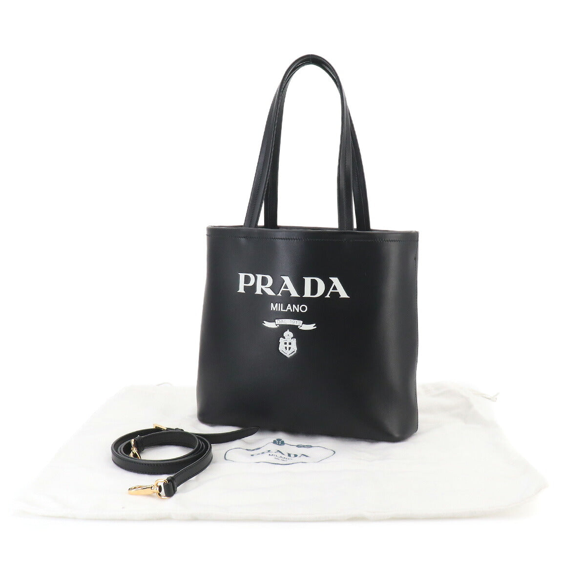2way Tote Shoulder Bag Leather Nero Black 1BG507 Purse