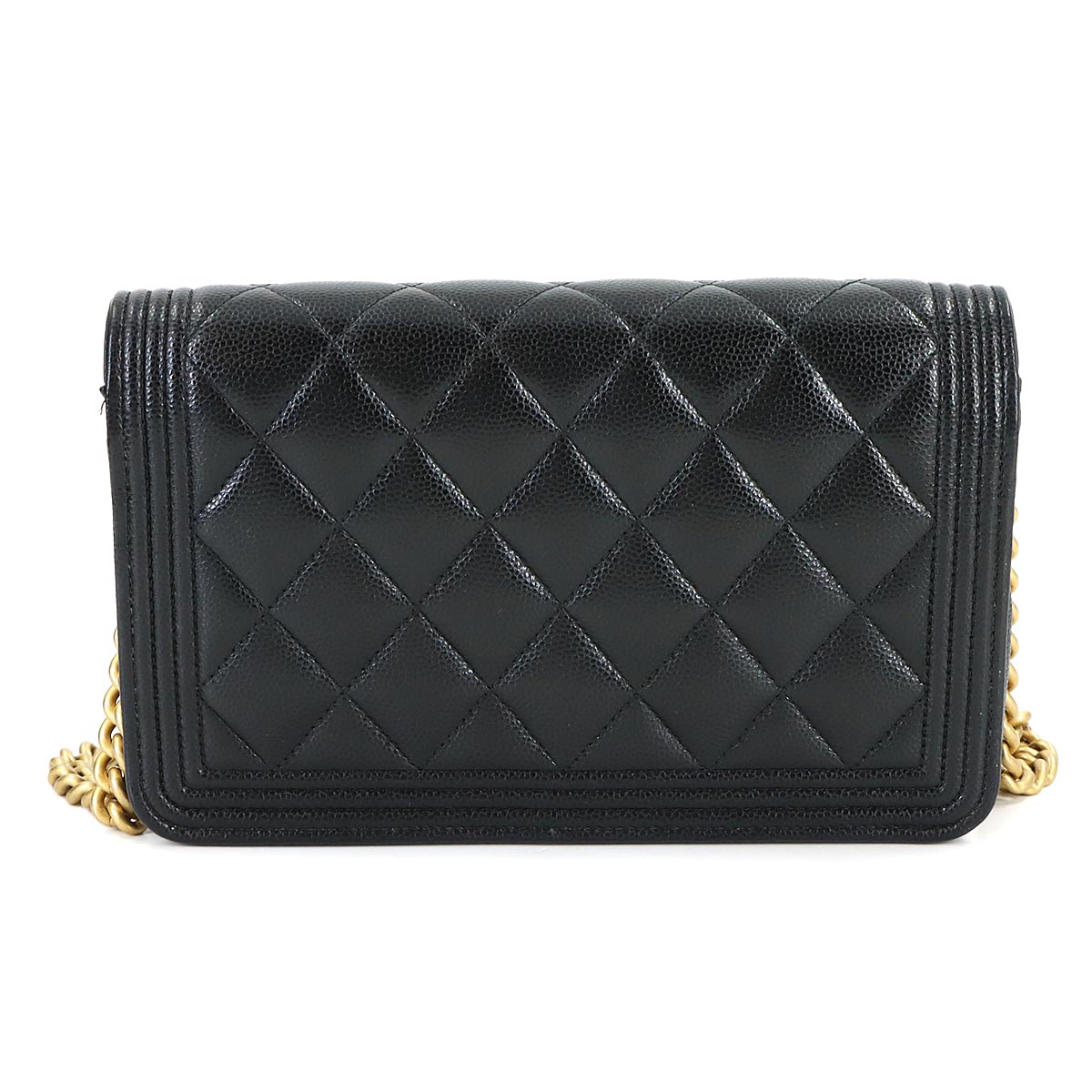 Boychanel Chain Long Wallet Leather Black AP1117 Purse