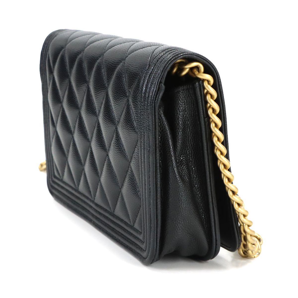 Boychanel Chain Long Wallet Leather Black AP1117 Purse