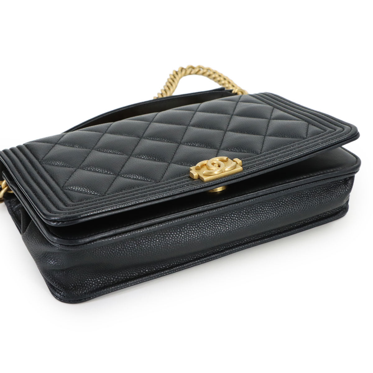 Boychanel Chain Long Wallet Leather Black AP1117 Purse
