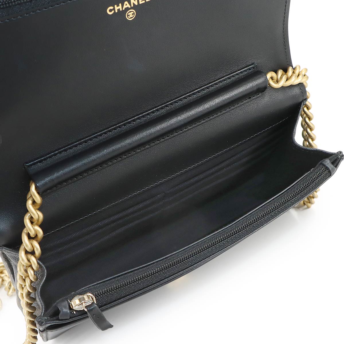 Boychanel Chain Long Wallet Leather Black AP1117 Purse