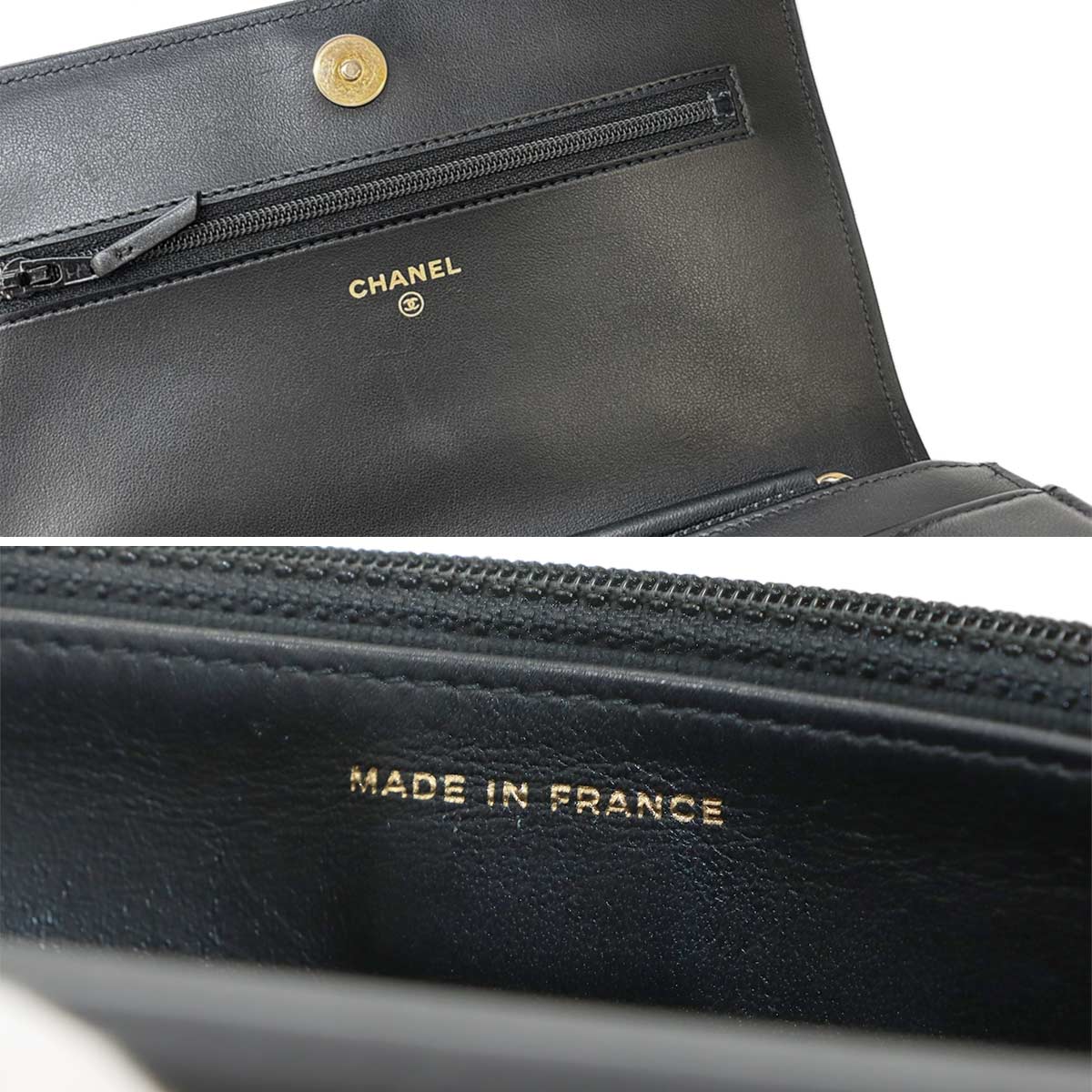 Boychanel Chain Long Wallet Leather Black AP1117 Purse