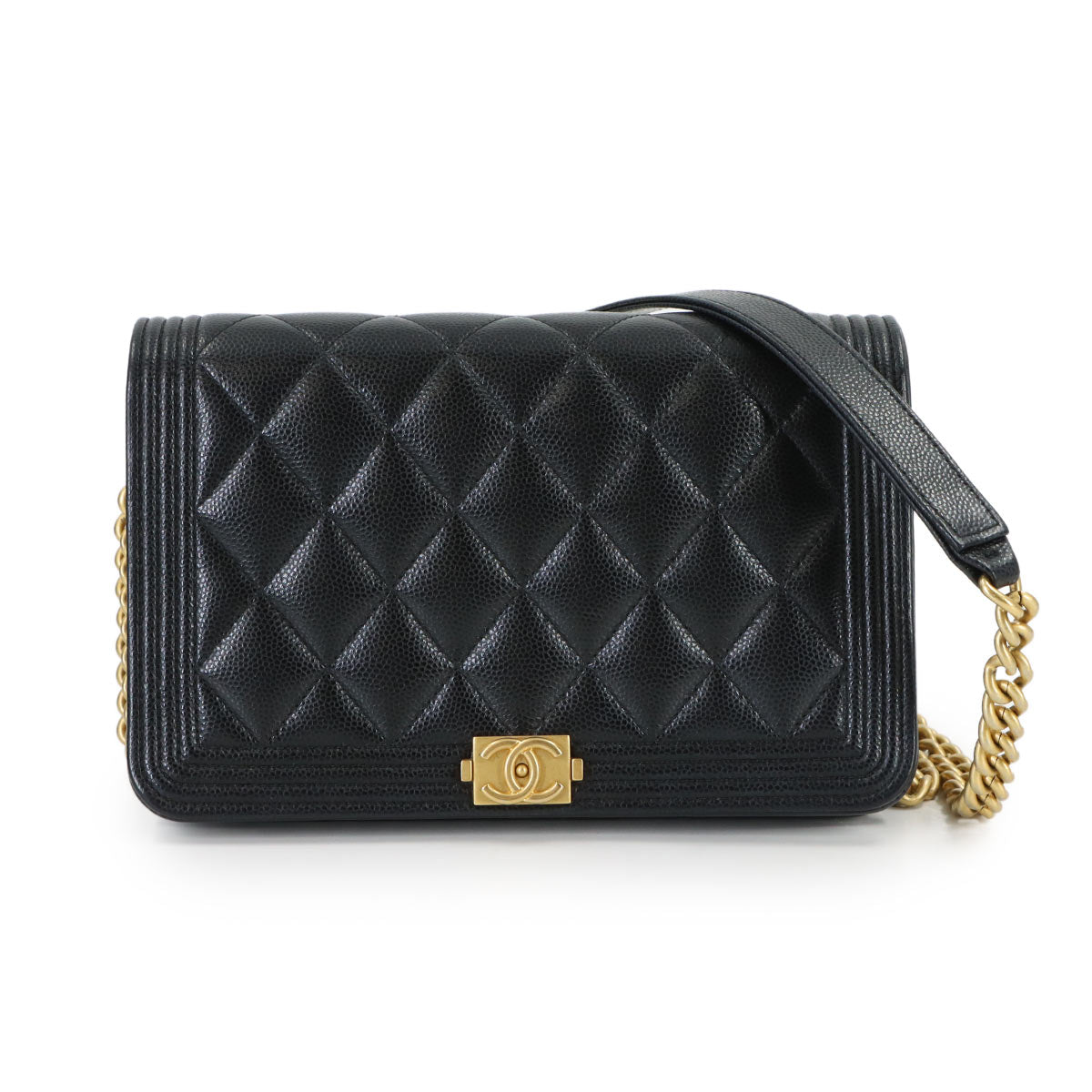 Boychanel Chain Long Wallet Leather Black AP1117 Purse
