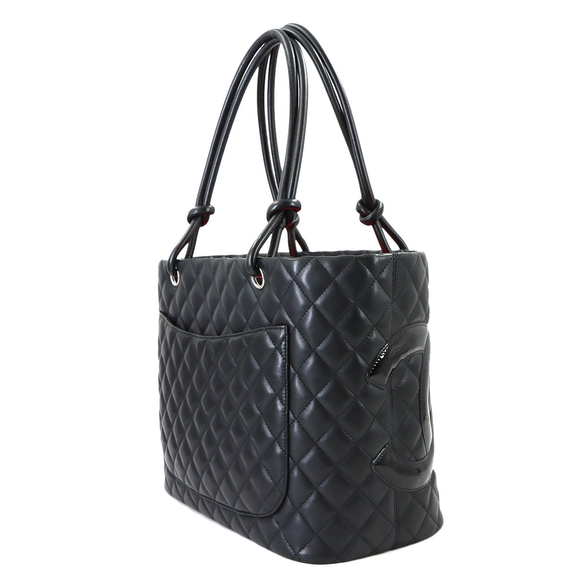 Cambon Line Large Tote Bag Leather Enamel Black A25169 Purse