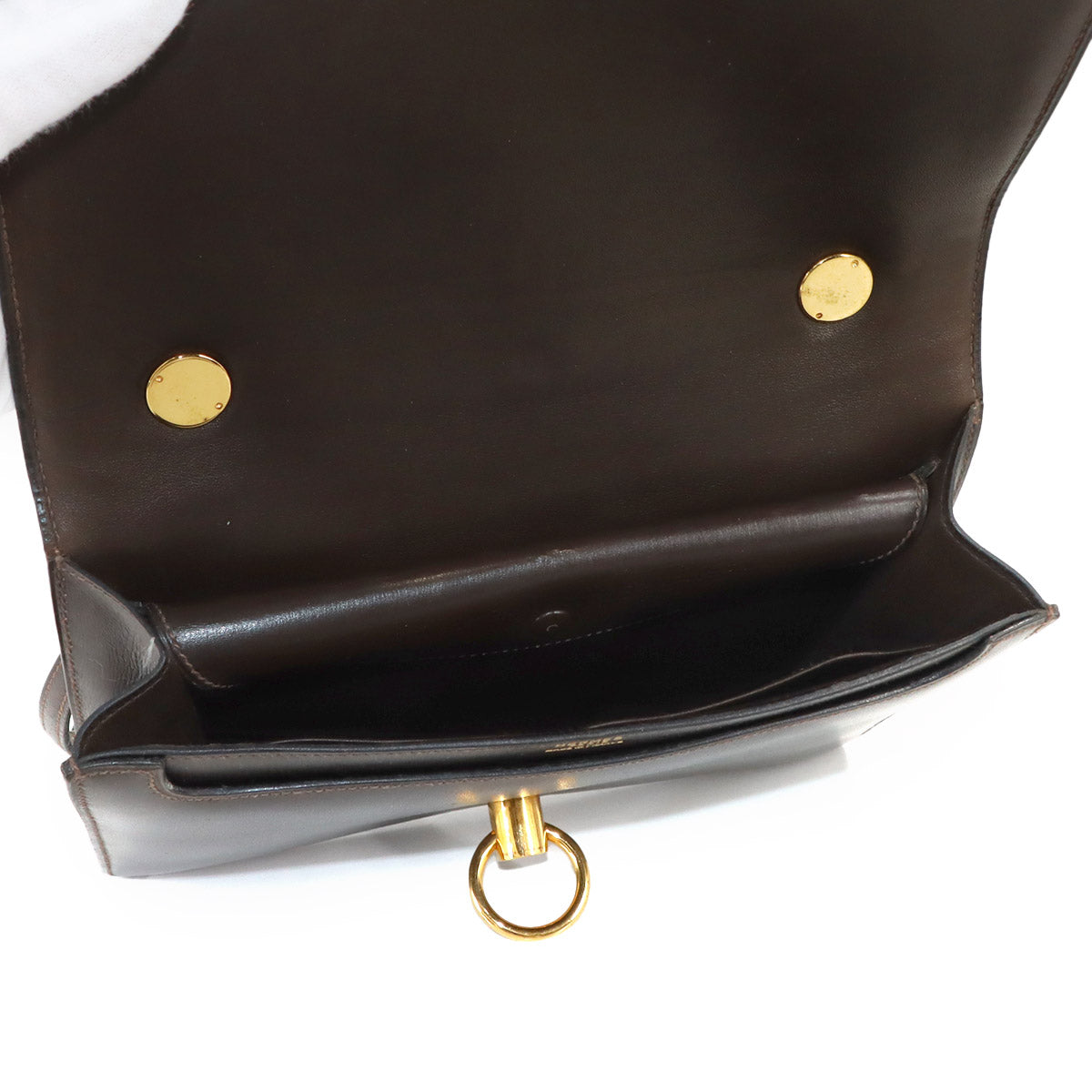 Ring2 Shoulder Bag Box calf Brown Vintage Purse