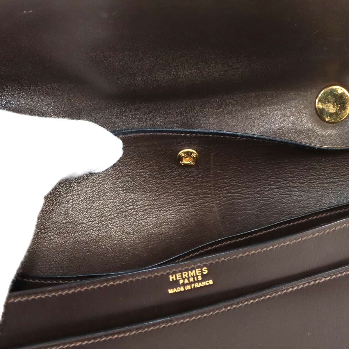 Ring2 Shoulder Bag Box calf Brown Vintage Purse