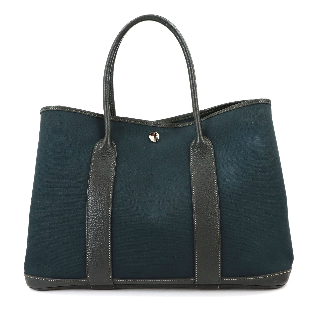 Garden Party PM Tote Bag Toile Officier Leather Navy