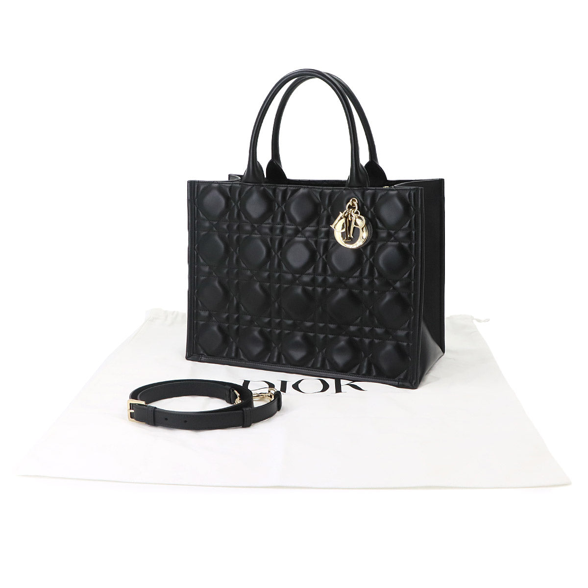Macrocannage Book Tote Shoulder Medium Bag Leather Black