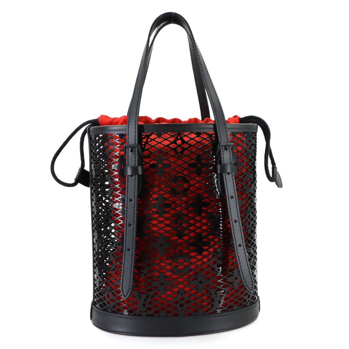 Monogram Lace Bucket PM Tote Bag Leather Black M20352