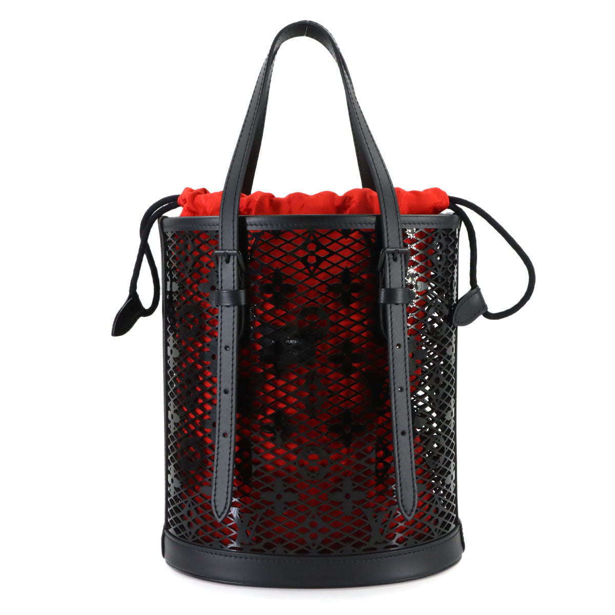 Monogram Lace Bucket PM Tote Bag Leather Black M20352
