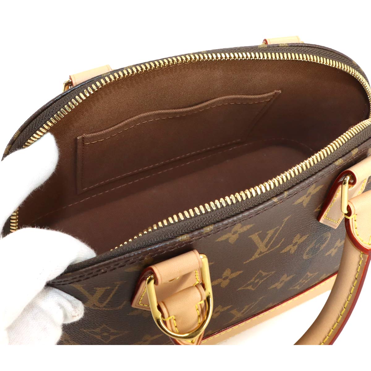 Monogram Alma BB Hand Shoulder Bag Leather Brown M46990