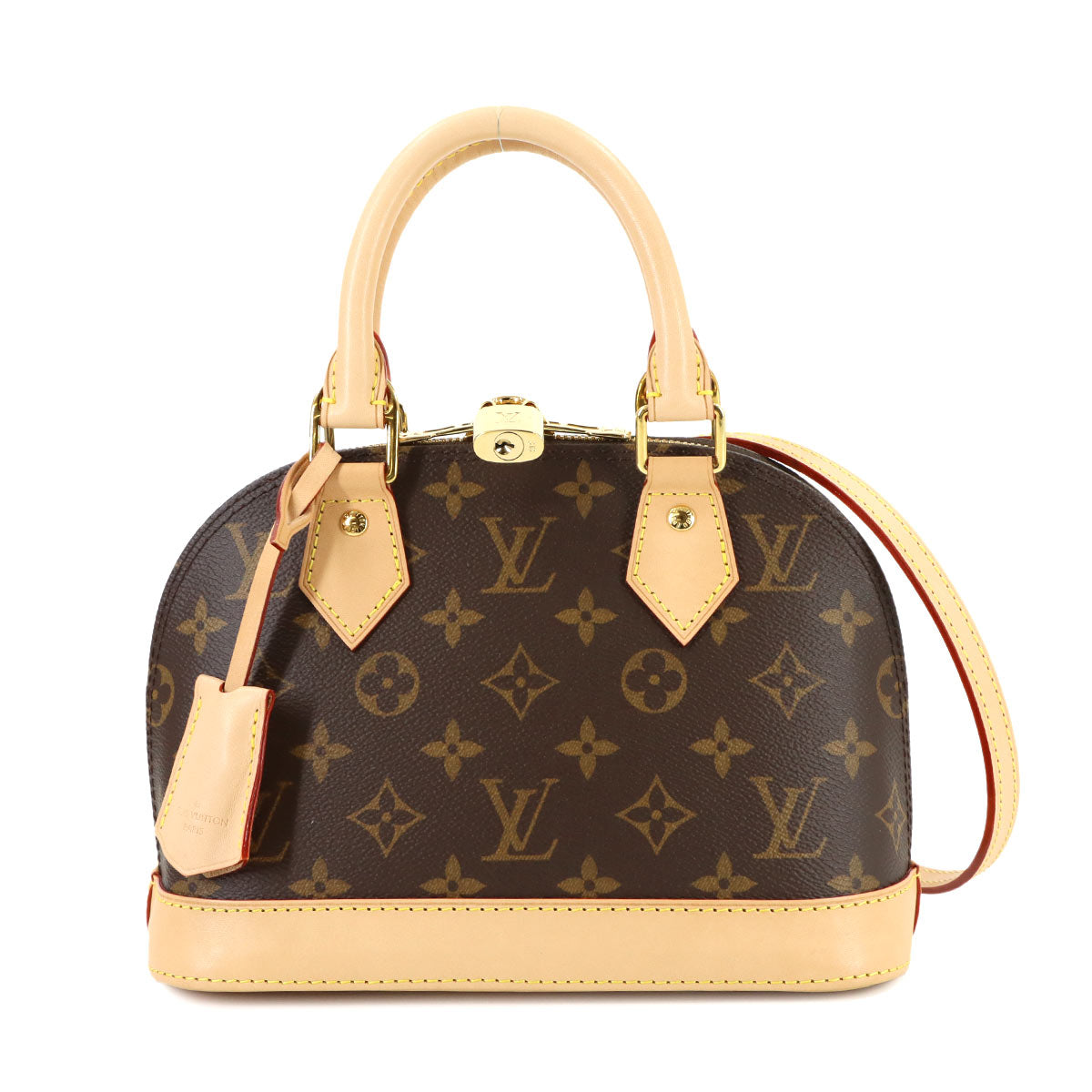 Monogram Alma BB Hand Shoulder Bag Leather Brown M46990