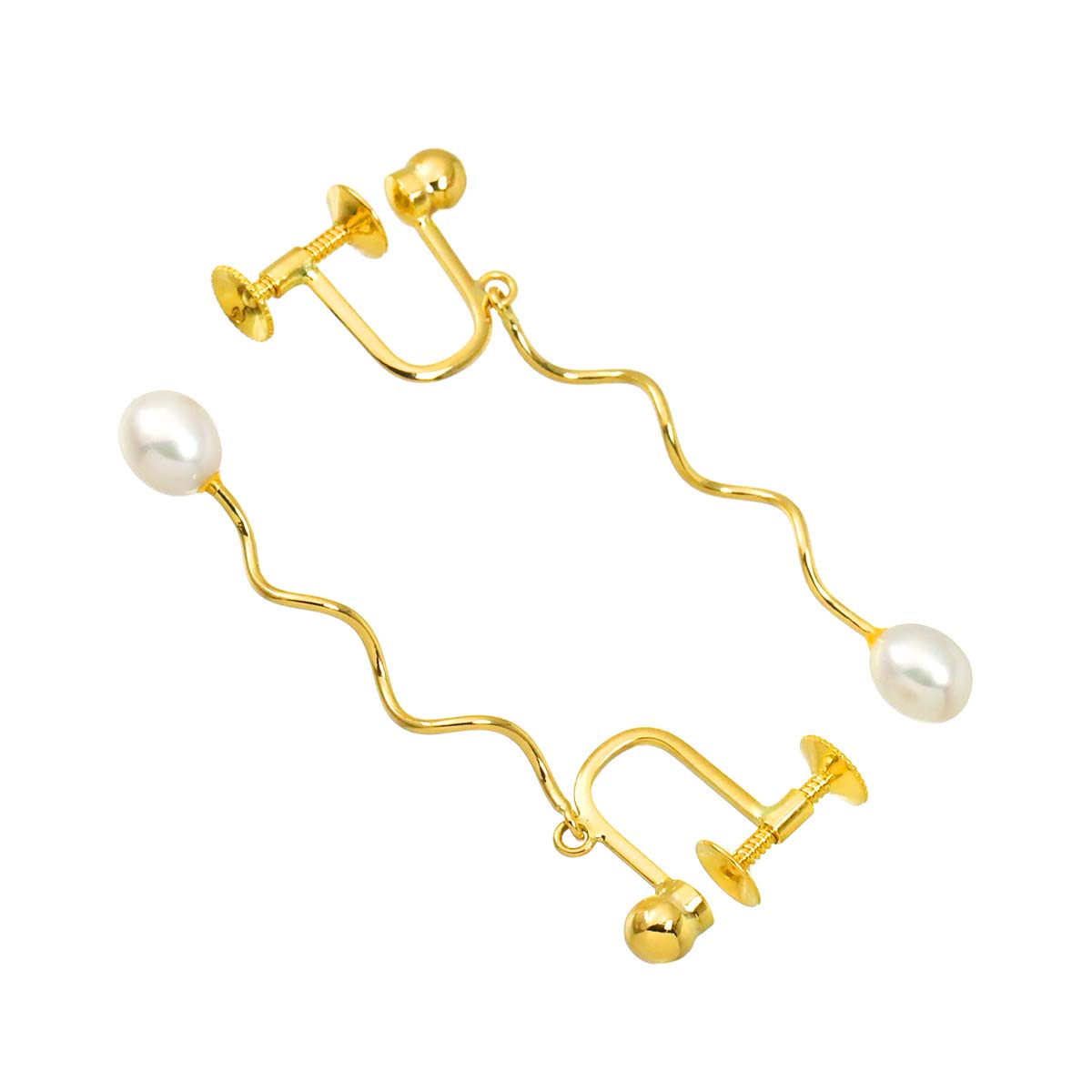 Freshwater cultured pearl 5.1mm Earrings 18K YG 750