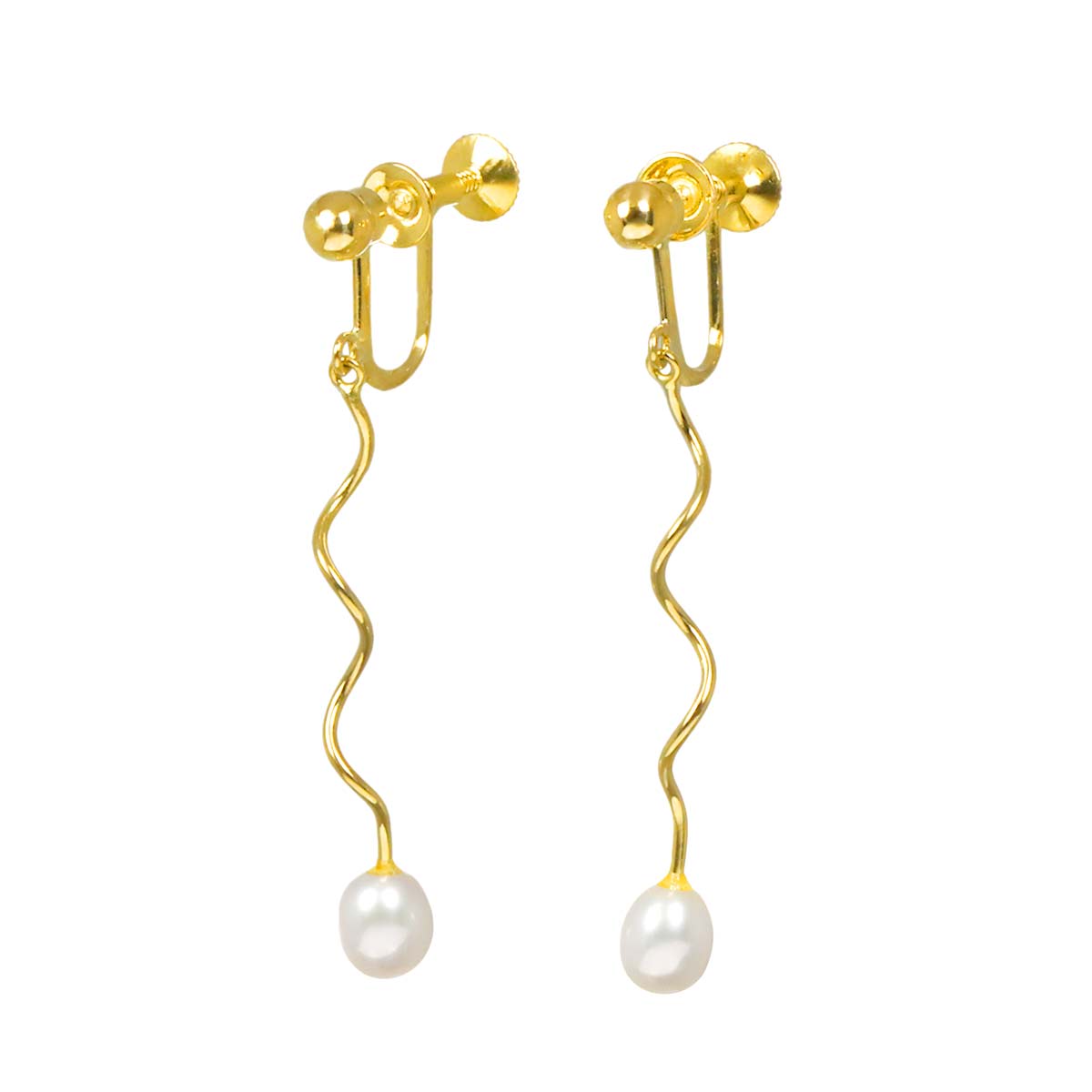 Freshwater cultured pearl 5.1mm Earrings 18K YG 750