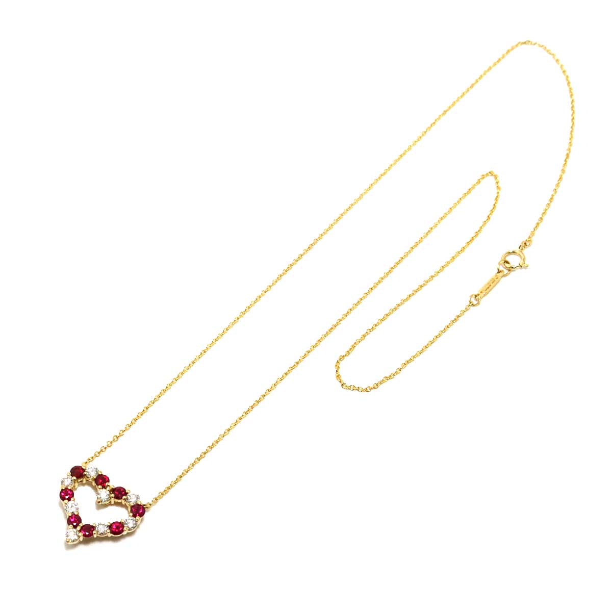 Sentimental Heart Ruby Diamond Necklace 18K YG 750