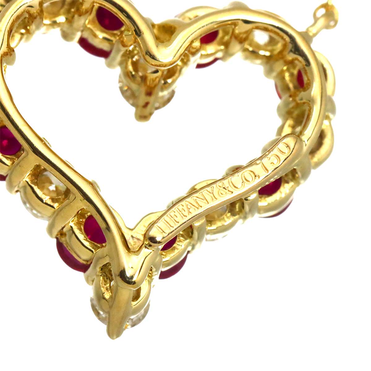Sentimental Heart Ruby Diamond Necklace 18K YG 750