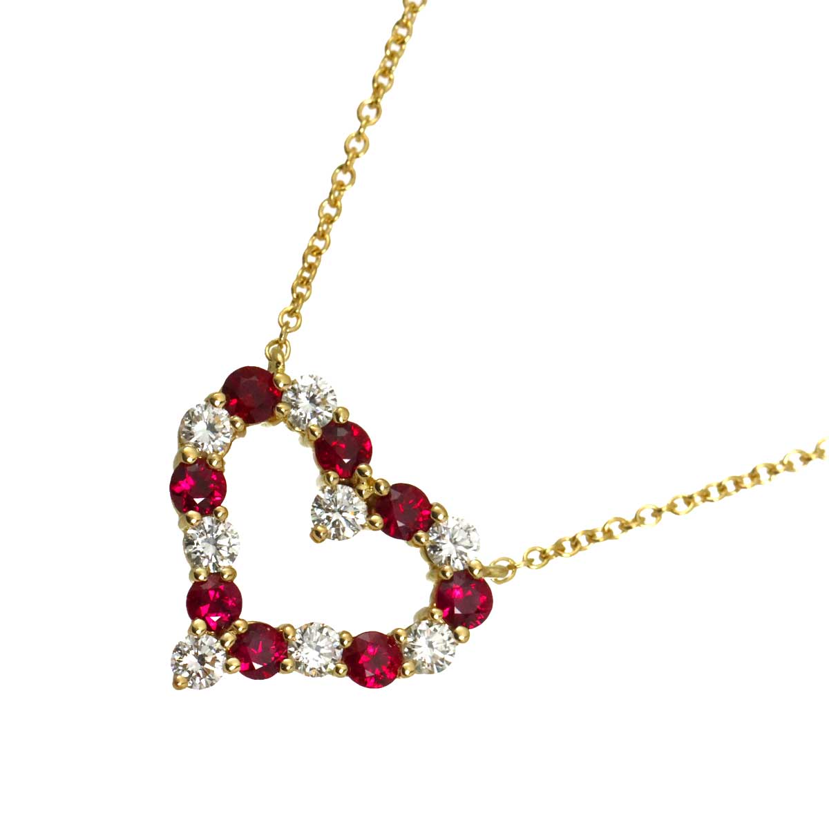 Sentimental Heart Ruby Diamond Necklace 18K YG 750
