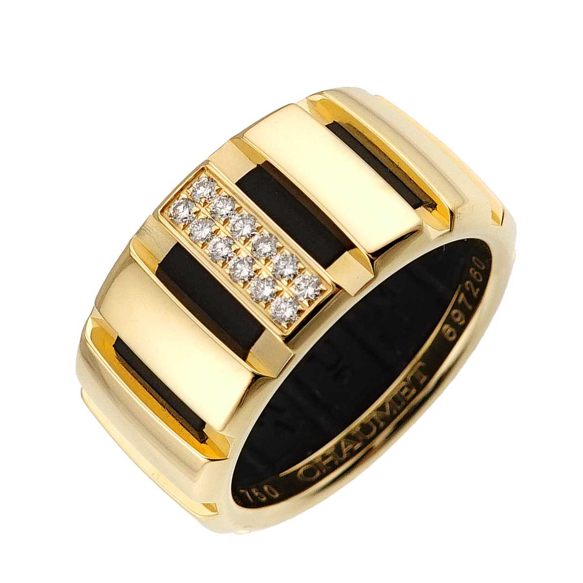Class one MM Diamond Ring 18K YG Rubber Size52 5.75-6(US)