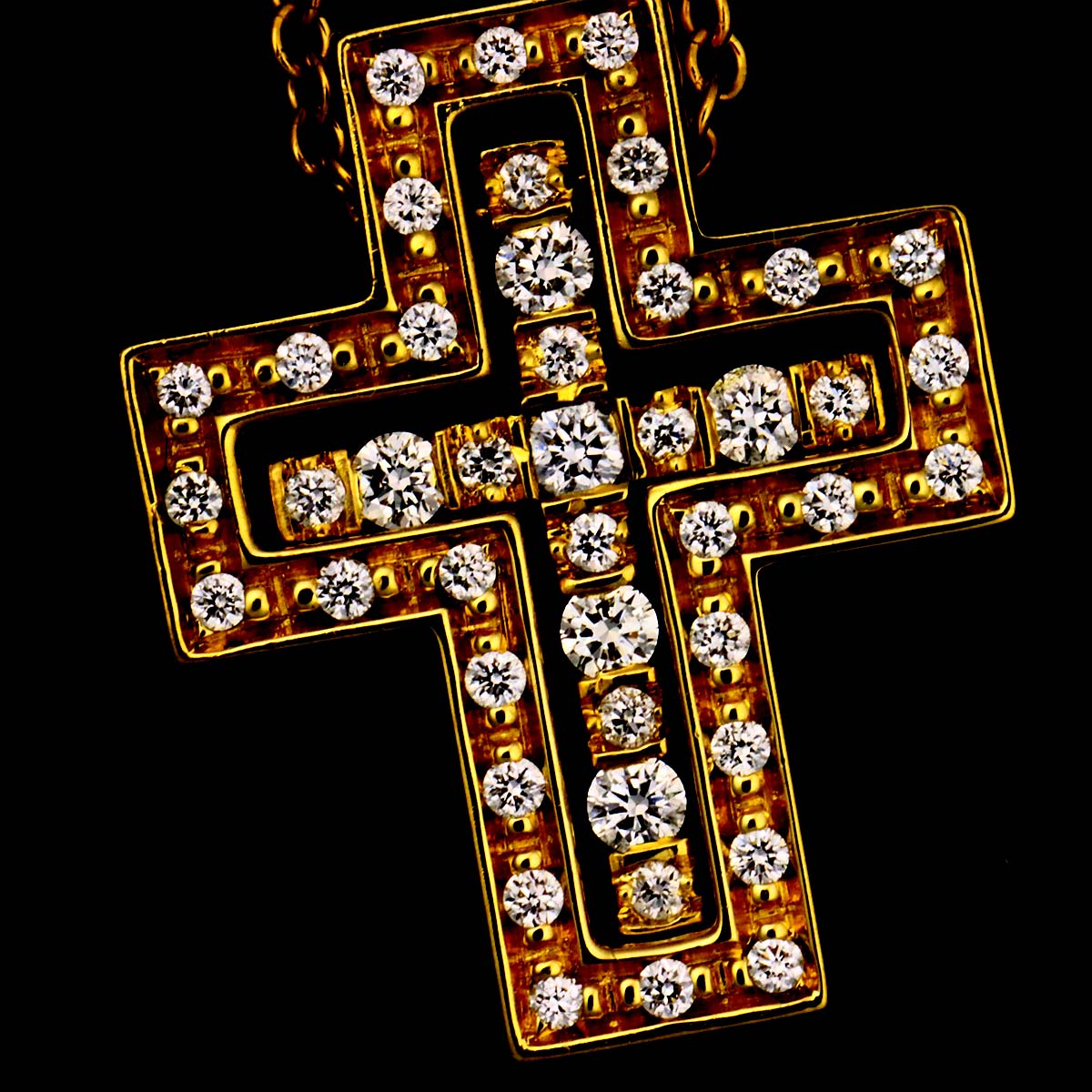 Belle Epoque XXS Diamond Cross Necklace 18K YG 750