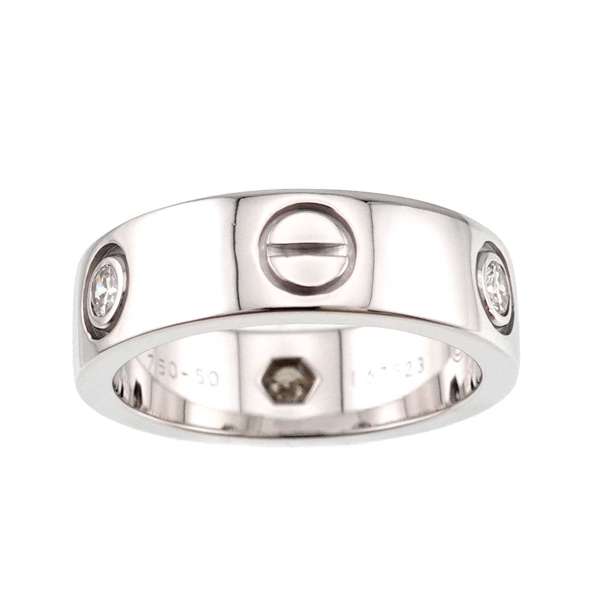 Love Half Diamond Ring 18K White Gold 750 size50 5-5.25(US)