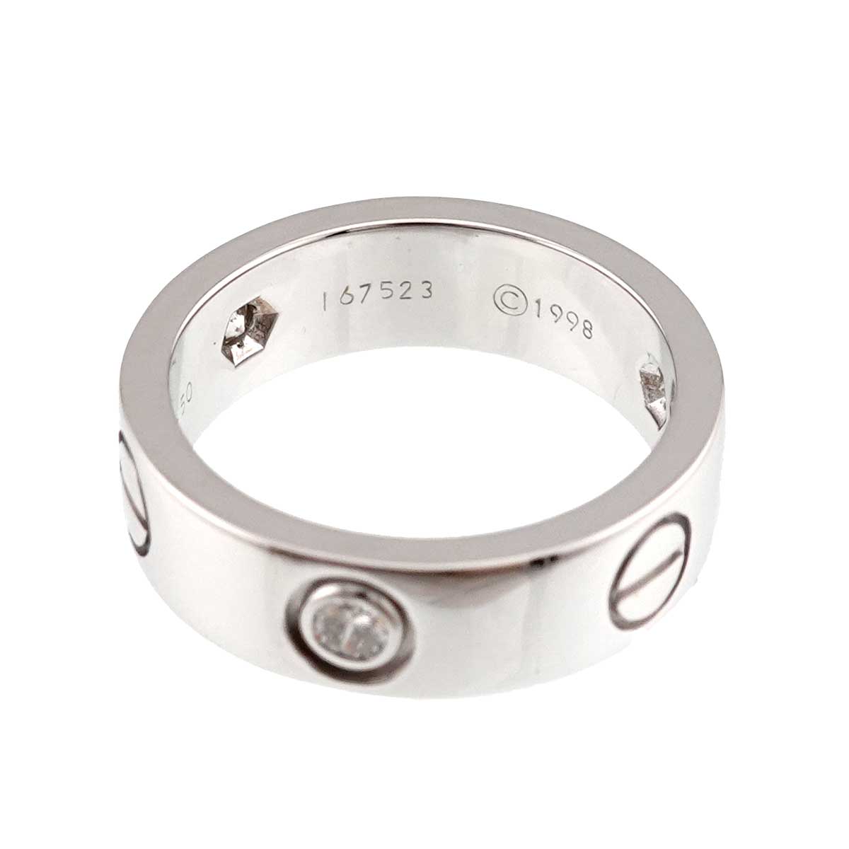 Love Half Diamond Ring 18K White Gold 750 size50 5-5.25(US)