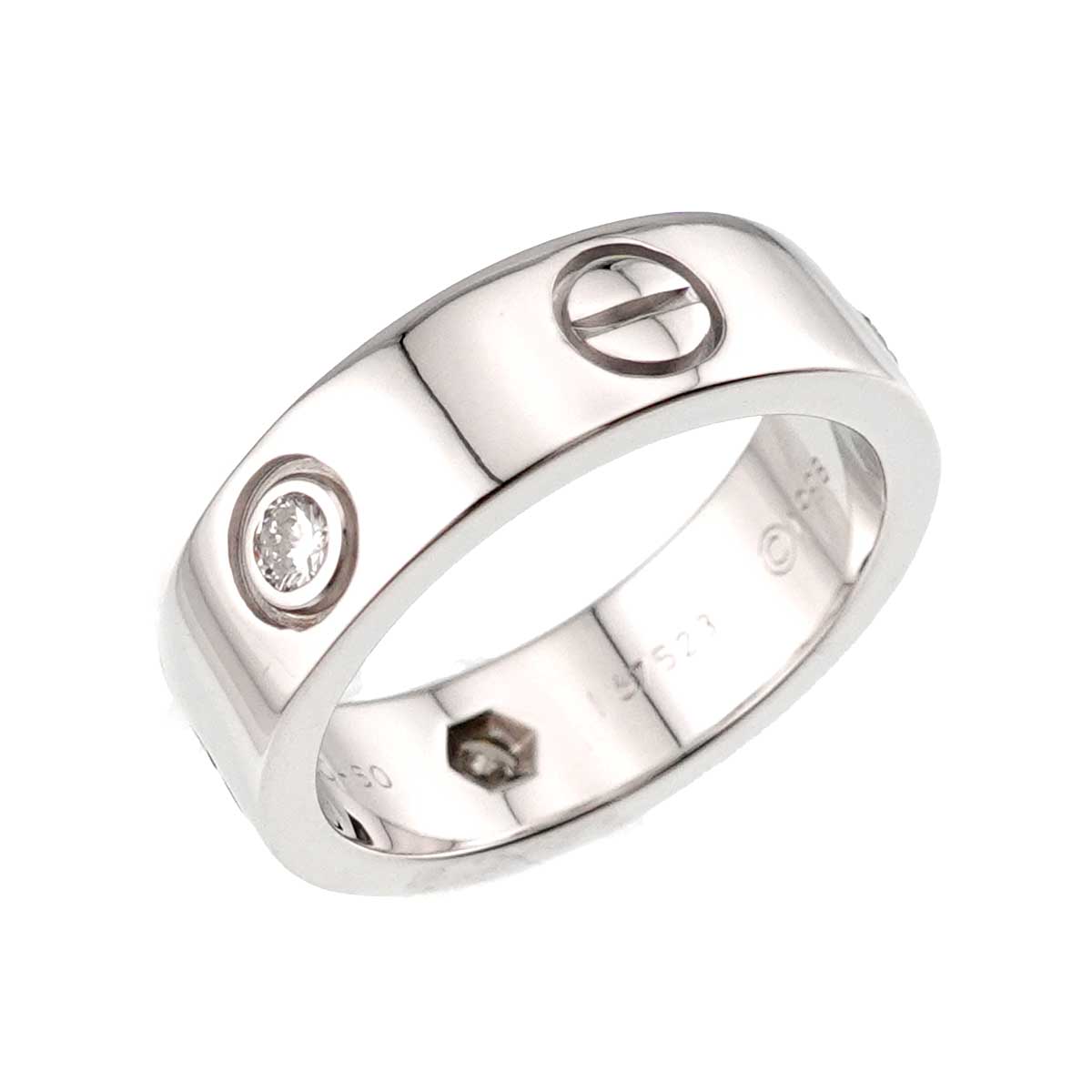 Love Half Diamond Ring 18K White Gold 750 size50 5-5.25(US)
