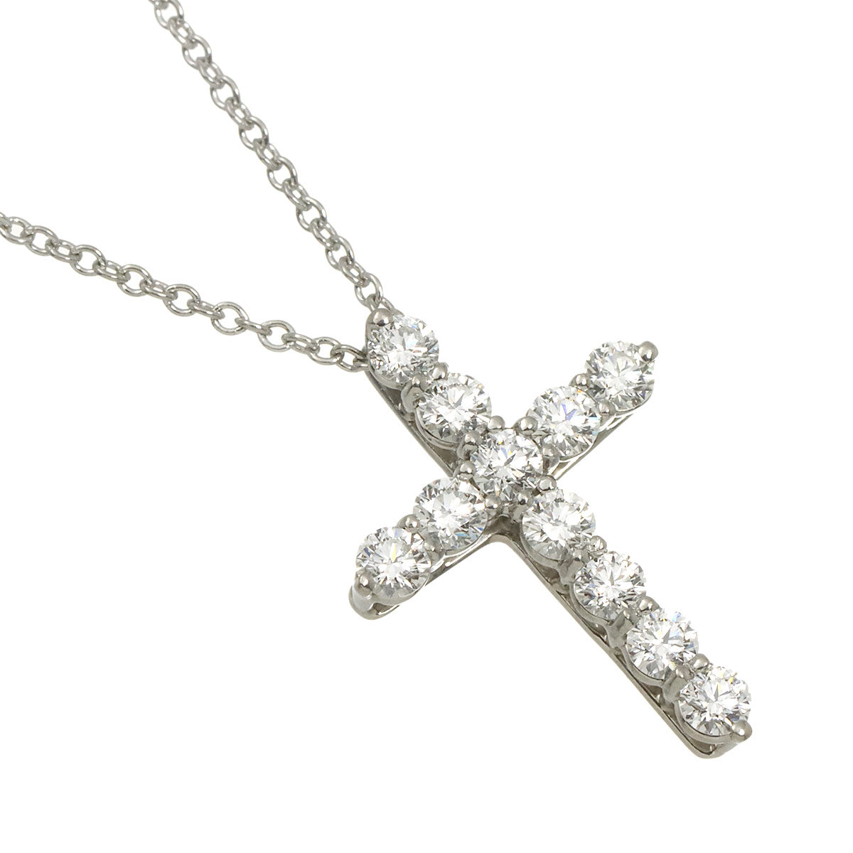 Small Cross Diamond Necklace Platinum