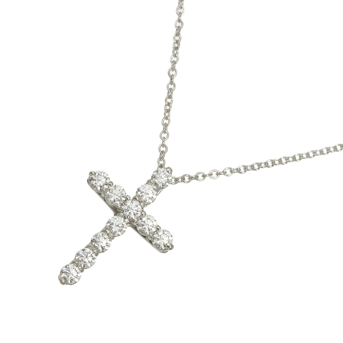 Small Cross Diamond Necklace Platinum