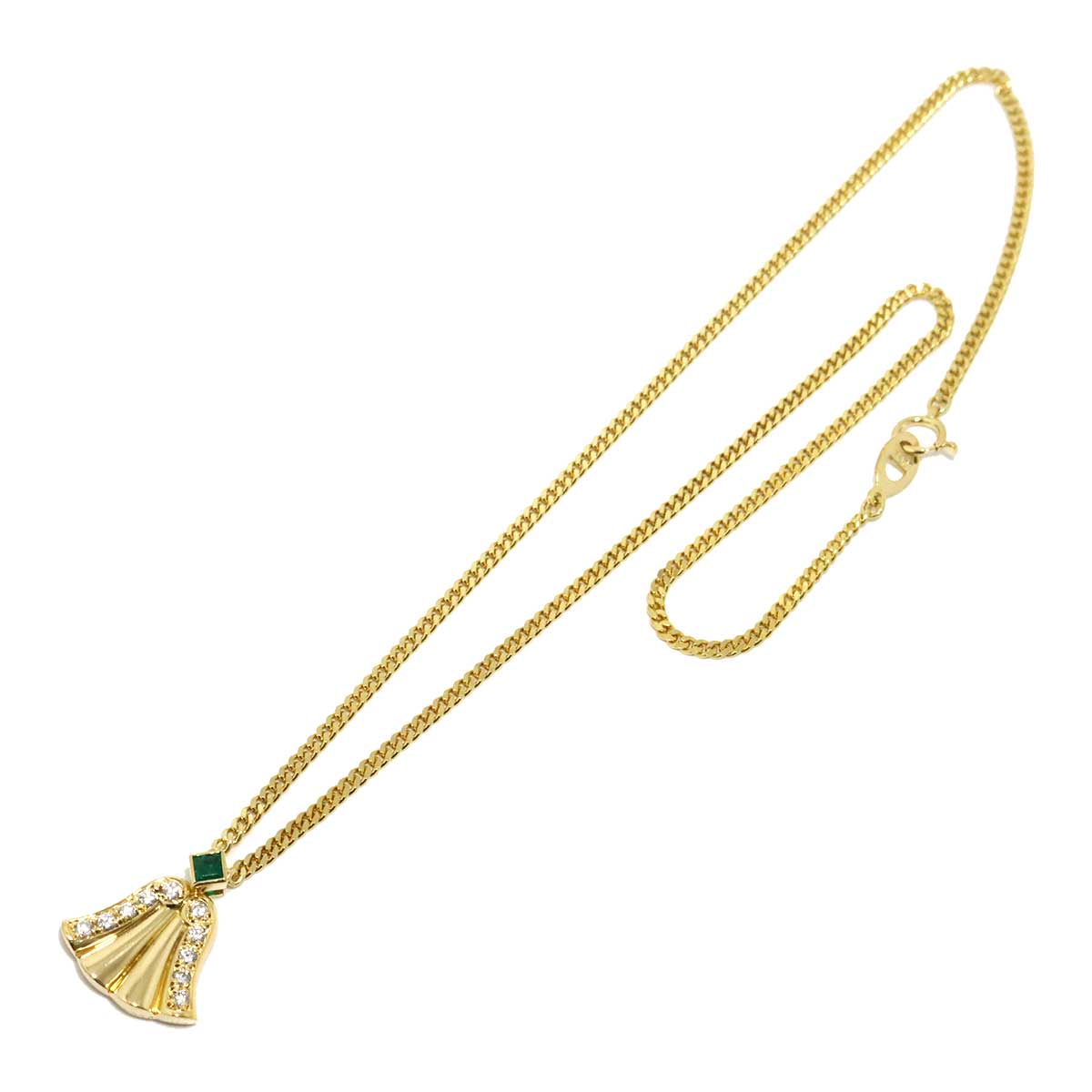 Diamond Emerald Necklace 18K Yellow Gold 750