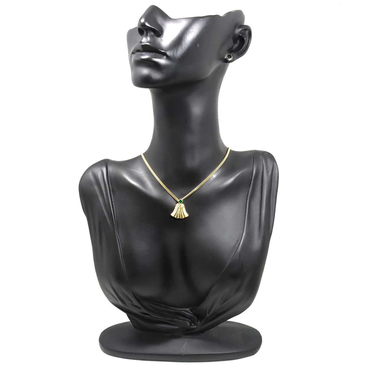 Diamond Emerald Necklace 18K Yellow Gold 750