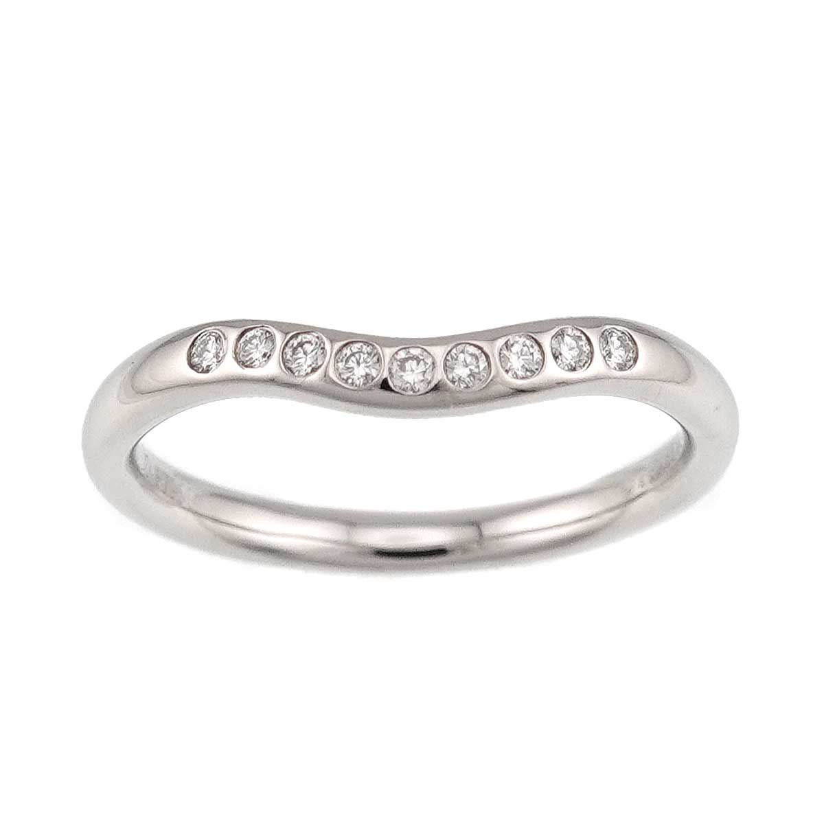 Curved Band Diamond Ring Platinum size4.5(US)