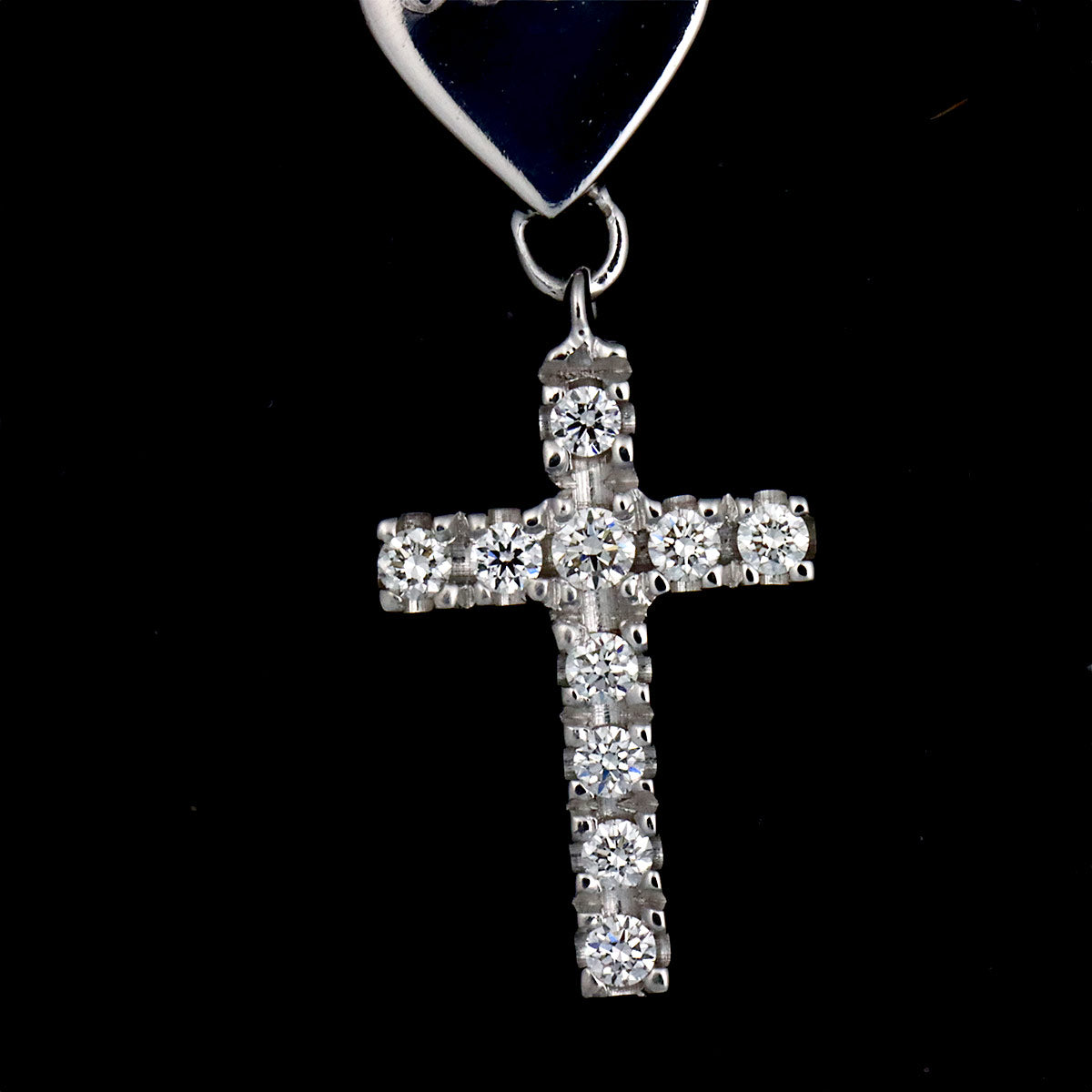 Heart Cross Diamond Necklace 18K White Gold 750