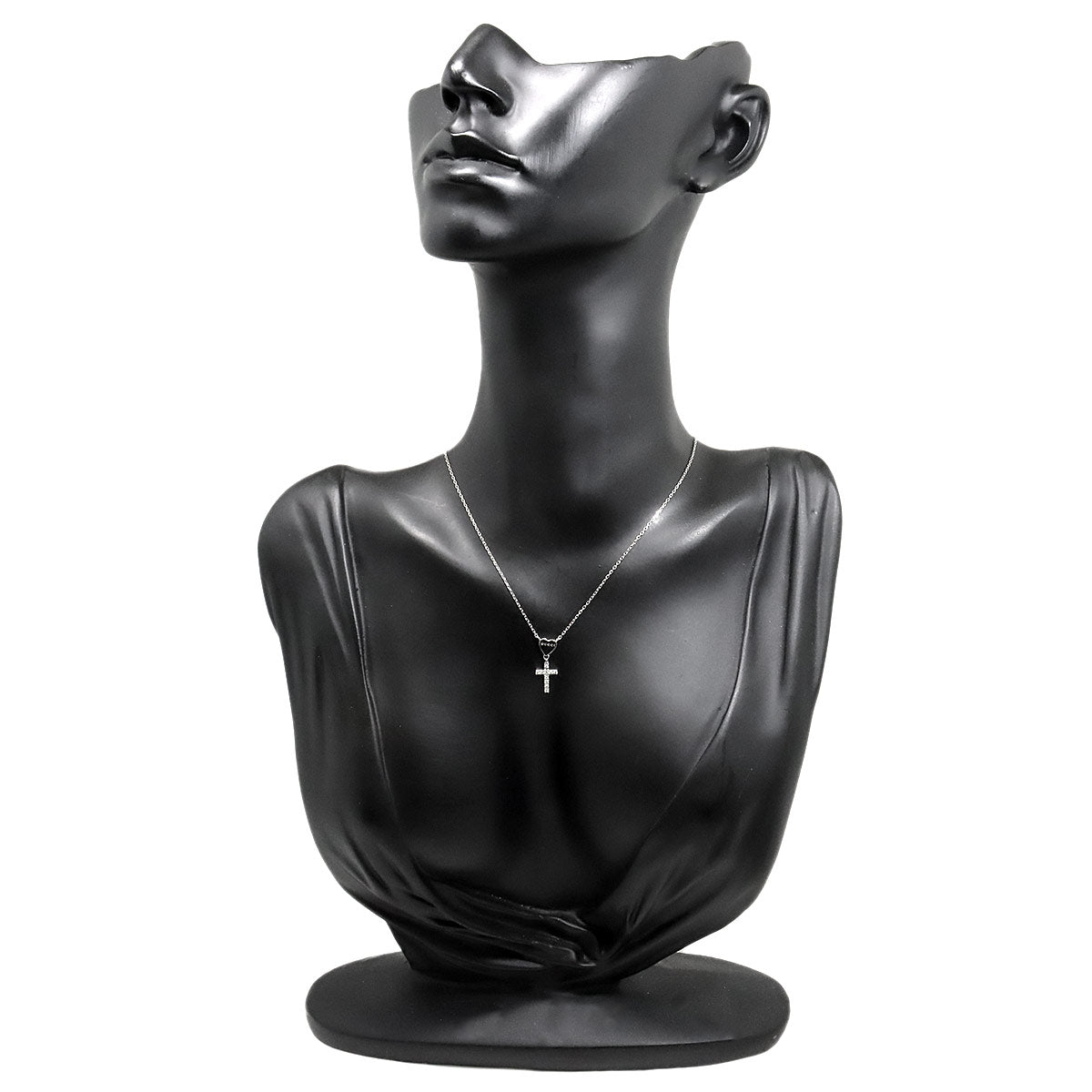 Heart Cross Diamond Necklace 18K White Gold 750