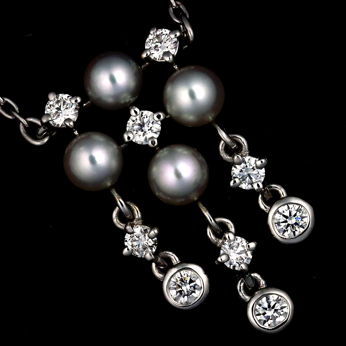 Baby Pearl 3.3mm Diamond Necklace 18K White Gold 750